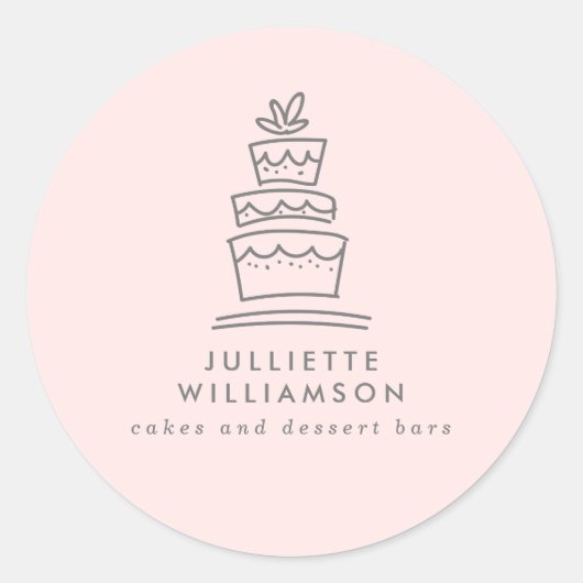 手描きのウェディングケーキ・ウォーターカラー ラウンドシール (正面)