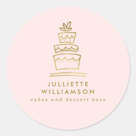 手描きのウェディングケーキ・ウォーターカラー ラウンドシール