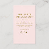 手描きのウェディングケーキ ブッシュ & ゴールド 名刺 (裏面)