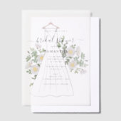 手描きのウェディングドレスの花のブライダルシャワー ベラム紙招待状 (オフセット)