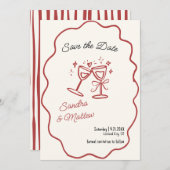 手描きのウェディング・セーブ・ザ・デート 招待状 (正面/裏面)