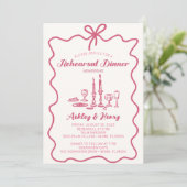 手描きのウェディング リハーサル ディナー    招待状 (スタンド正面)