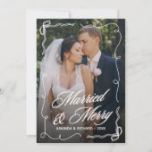 手描きのウェーブボウフレーム 結婚 おめでとう 新婚 フォト シーズンカード (正面)