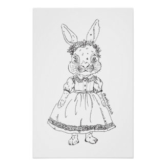 手描きのウサギイラスト グラッシーポスター ポスター