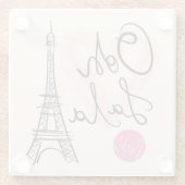 手描きのエッフェル塔 ガラスコースター (裏面)