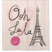 手描きのエッフェル塔 シャワーカーテン (正面)