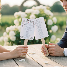 手描きのエレガントな結婚式プログラムファン ハンドファン