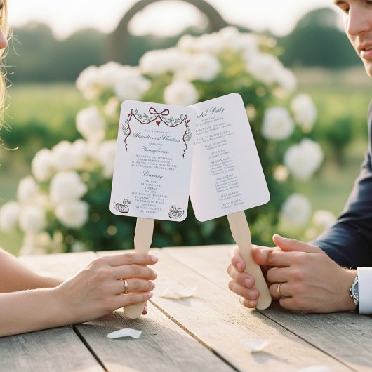 手描きのエレガントな結婚式プログラムファン ハンドファン