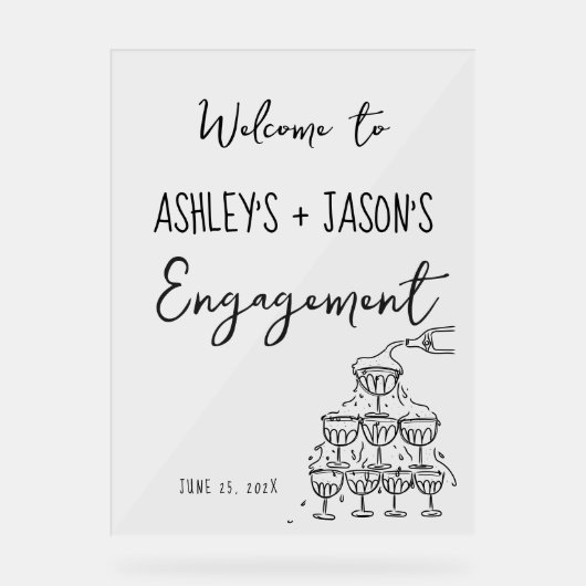 手描きのエンゲージメント ウェルカムサイン アクリルサイン (正面)