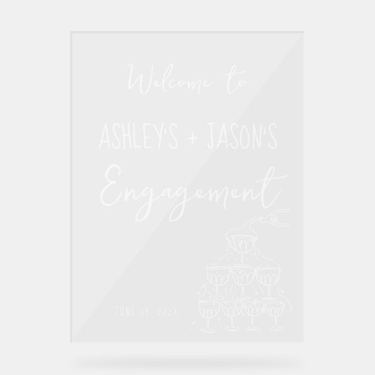 手描きのエンゲージメント ウェルカムサイン アクリルサイン (正面)