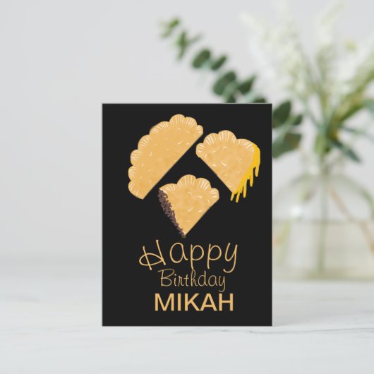 手描きのエンパナーダの誕生日 ポストカード (スタンド正面)