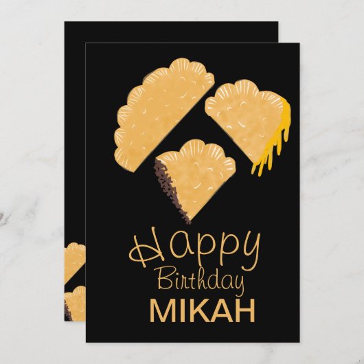 手描きのエンパナーダの誕生日 招待状 (正面/裏面)