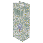 手描きのエーデルワイス　エレガントなアルプスのサボテン　グリーン ワインギフトバッグ (正面アングル)