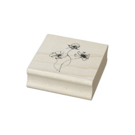 手描きのオリジナルアートによる野生の花束 ラバースタンプ