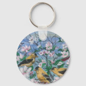 手描きのオリジナルアート 鳥の新コレクション キーホルダー (正面)