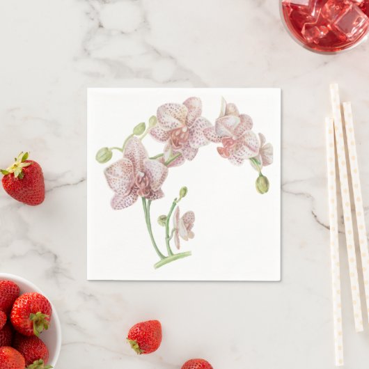 手描きのオーキッド スタンダードカクテルナプキン (インサイチュ)