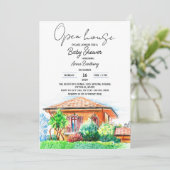 手描きのオープンハウスベイビーシャワー 招待状 (スタンド正面)