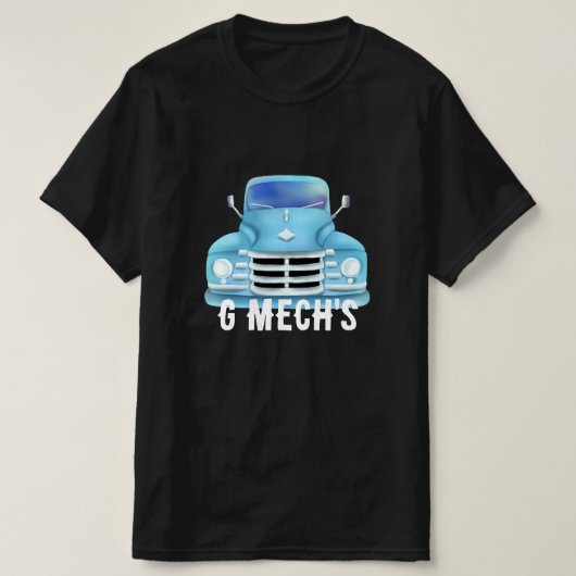 手描きのオールドトラック GMech Tシャツ (デザイン正面)