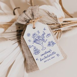 手描きのカウガール・バチェロレッテ・ウィークエンド ギフトタグ