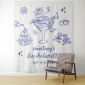 手描きのカウガール・バチェロレッテ・ウィークエンド タペストリー (インサイチュ)