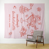 手描きのカウガール・バチェロレッテ・ウィークエンド タペストリー (インサイチュ(横))