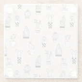 手描きのカクタスのかわいい柄 ガラスコースター (裏面)