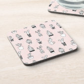 手描きのカクタスのかわいい柄 コースター (左側)