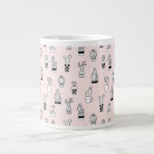 手描きのカクタスのかわいい柄 ジャンボコーヒーマグカップ (正面)