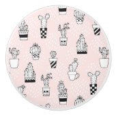 手描きのカクタスのかわいい柄 セラミックノブ (正面)