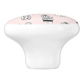 手描きのカクタスのかわいい柄 セラミックノブ (側面)