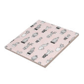 手描きのカクタスのかわいい柄 タイル (側面)