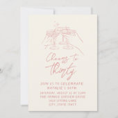 手描きのカジュアルなコクテイル 乾杯！ 30歳の誕生日 招待状 (正面)