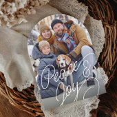 手描きのカジュアルな平和と喜びのホリデー写真カード 招待状