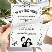 手描きのカップルイラスト ドゥードル結婚式 招待状