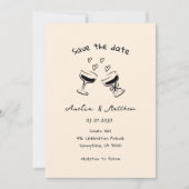 手描きのカップルグラス ドゥードル 遊び心のある結婚式 招待状 (正面)