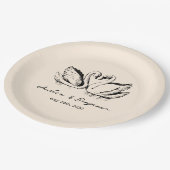 手描きのカップルスワン ウェディング ペーパープレート (アングル)