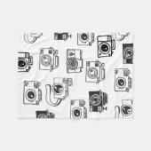 手描きのカメラ毛布のカメラマンのギフト フリースブランケット (正面(横))