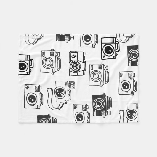 手描きのカメラ毛布のカメラマンのギフト フリースブランケット (正面(横))