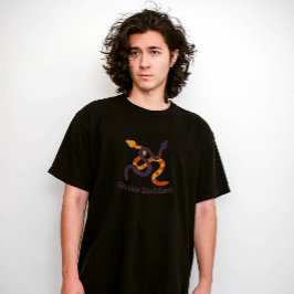 手描きのカラフルでおかしいヘビのデザイン Tシャツ