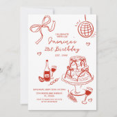 手描きのカラフルな21歳、30歳、40歳、50歳の誕生日カード 招待状 (正面)