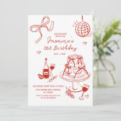 手描きのカラフルな21歳、30歳、40歳、50歳の誕生日カード 招待状 (スタンド正面)