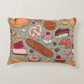 手描きのカラースケッチスタイルのパン焼き。ディフ アクセントクッション (裏面)