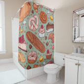 手描きのカラースケッチスタイルのパン焼き。ディフ シャワーカーテン (インサイチュ)