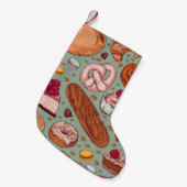 手描きのカラースケッチスタイルのパン焼き。ディフ スモールクリスマスストッキング (正面 (吊り時))