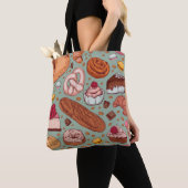 手描きのカラースケッチスタイルのパン焼き。ディフ トートバッグ (クローズアップ)