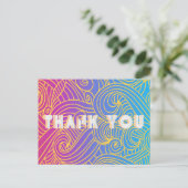 手描きのカーリーパターンアブストラクト ポストカード (スタンド正面)