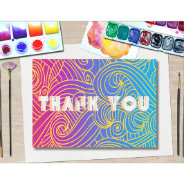 手描きのカーリーパターン抽象 サンキューカード
