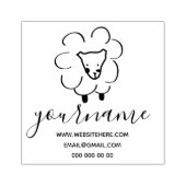 手描きのカーリー羊 ラバースタンプ (インプリント)