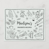 手描きのキッチン用品レシピカード (裏面)