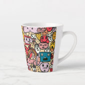 手描きのキャラクターが投げ飛ばされるパターン カフェラテマグ (右)
